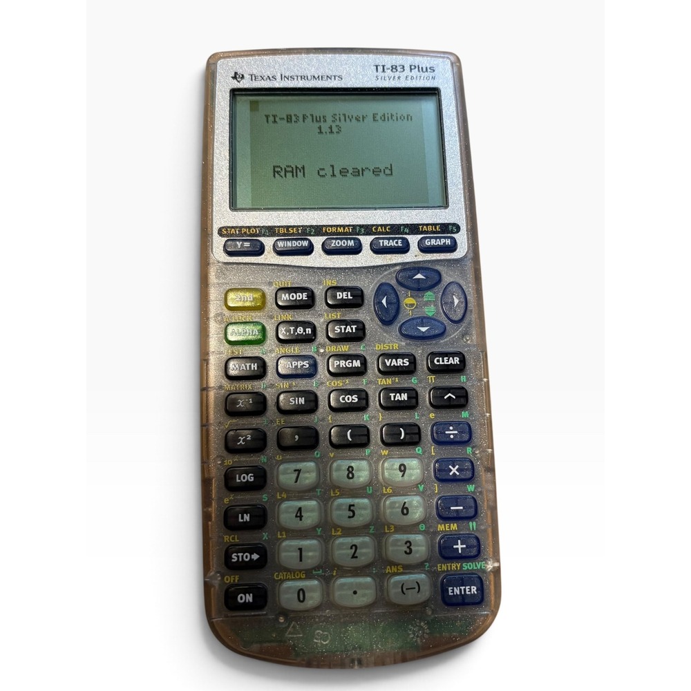 Texas Instruments TI-83 Plus Silver Edition Graphing Calculator Clear Glitter